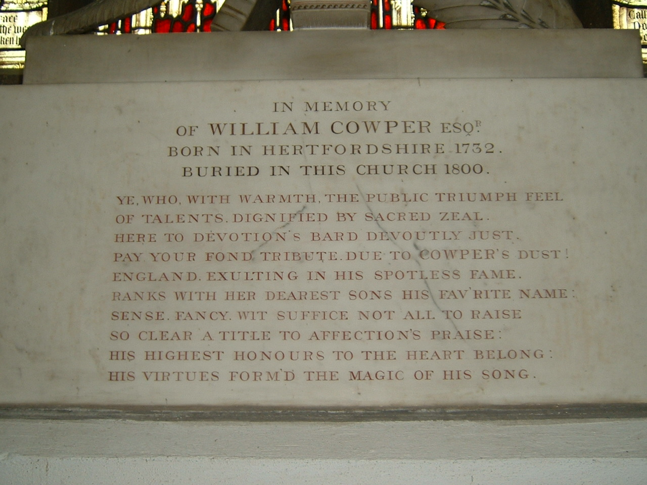 Cowpers memorial in Norfolk